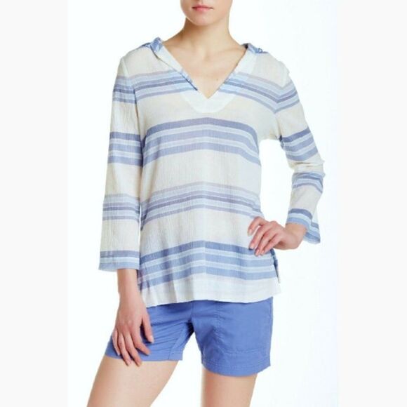 Tommy Bahama Porta Blue Striped Hooded Tunic -xs - Picture 1 of 10